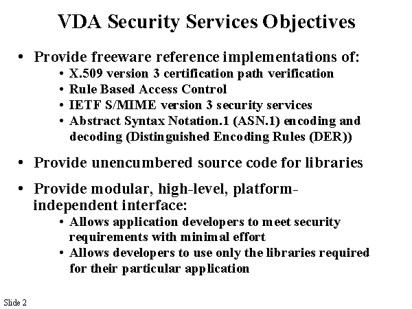 VDA Security Services Objectives